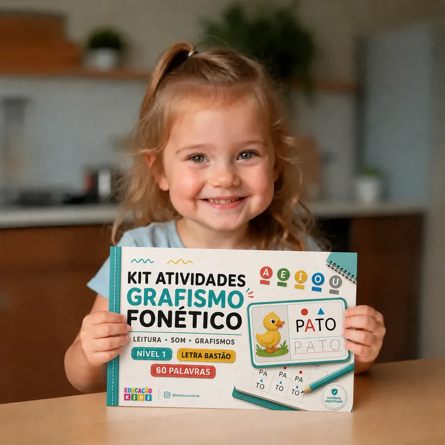 Menina com o kit de atividades